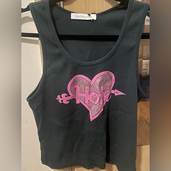 🎸 Daydreamer LA hole miss world cropped tank top new nwt XL glitter heart pink - Picture 9 of 10